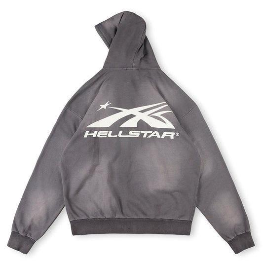Hellstar HS Logo Zip Up Hoodie Grey