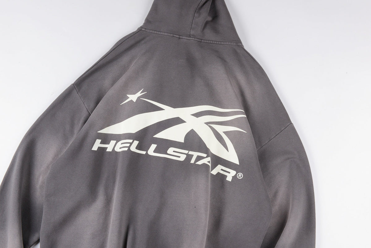 Hellstar HS Logo Zip Up Hoodie Grey