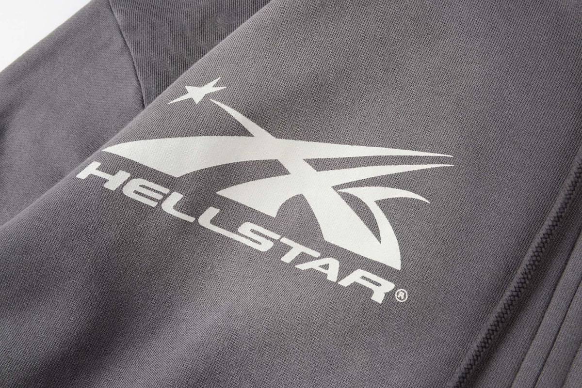 Hellstar HS Logo Zip Up Hoodie Grey