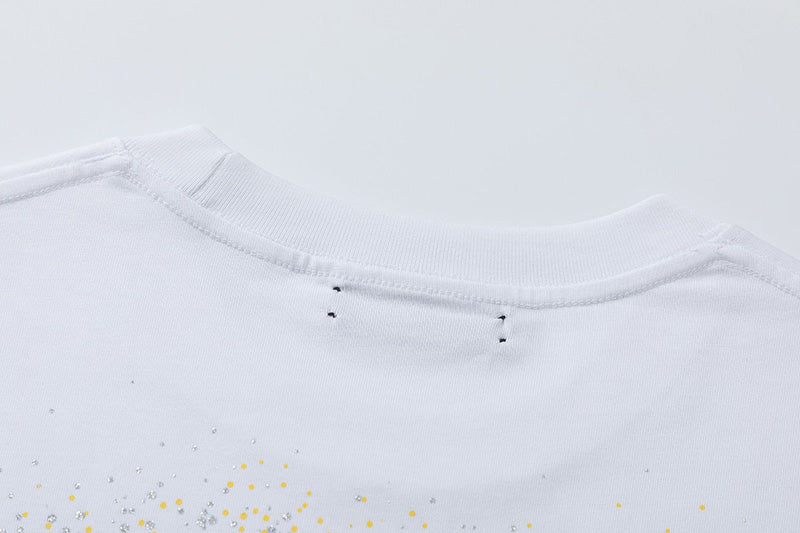 AMIRI Crystal Embellished Champagne Logo T-Shirts AMIRI