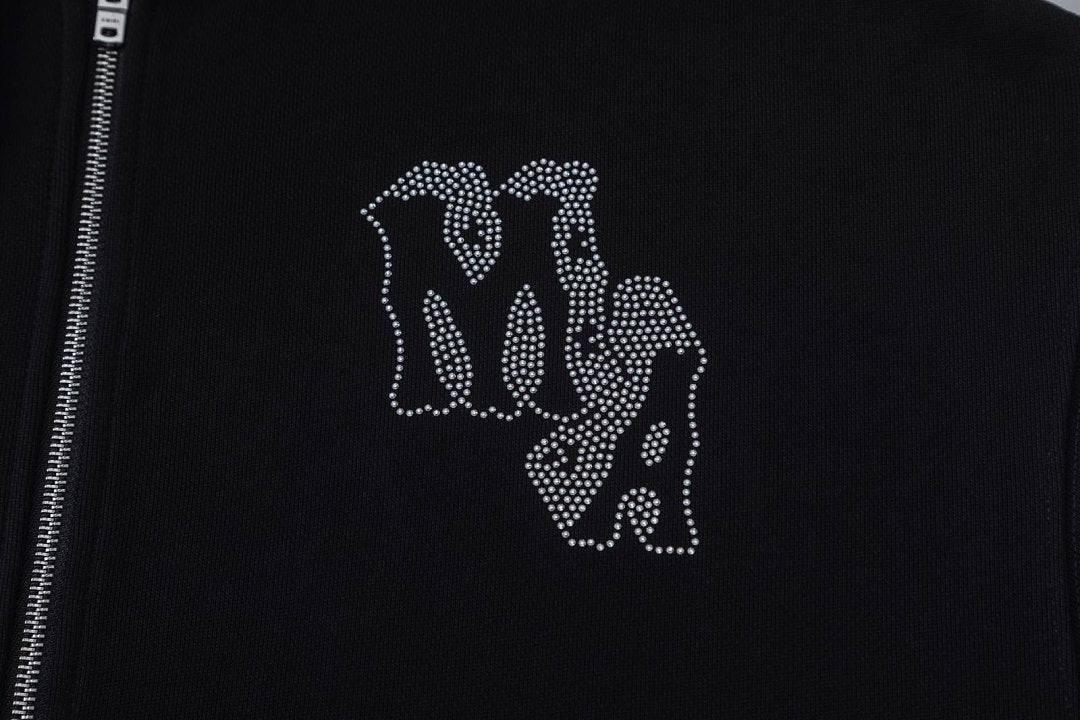 AMIRI Crystal AM Logo-print zip-up hoodie