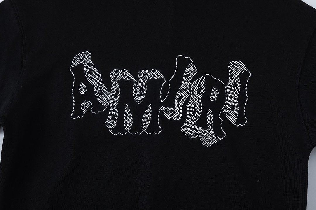 AMIRI Crystal AM Logo-print zip-up hoodie
