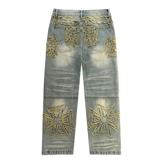 VALLEY Embroidered Letter Jeans #8261