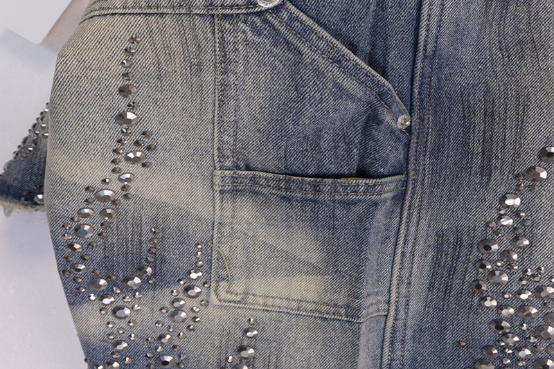 Hellstar Diamond Embellished Denim Shorts