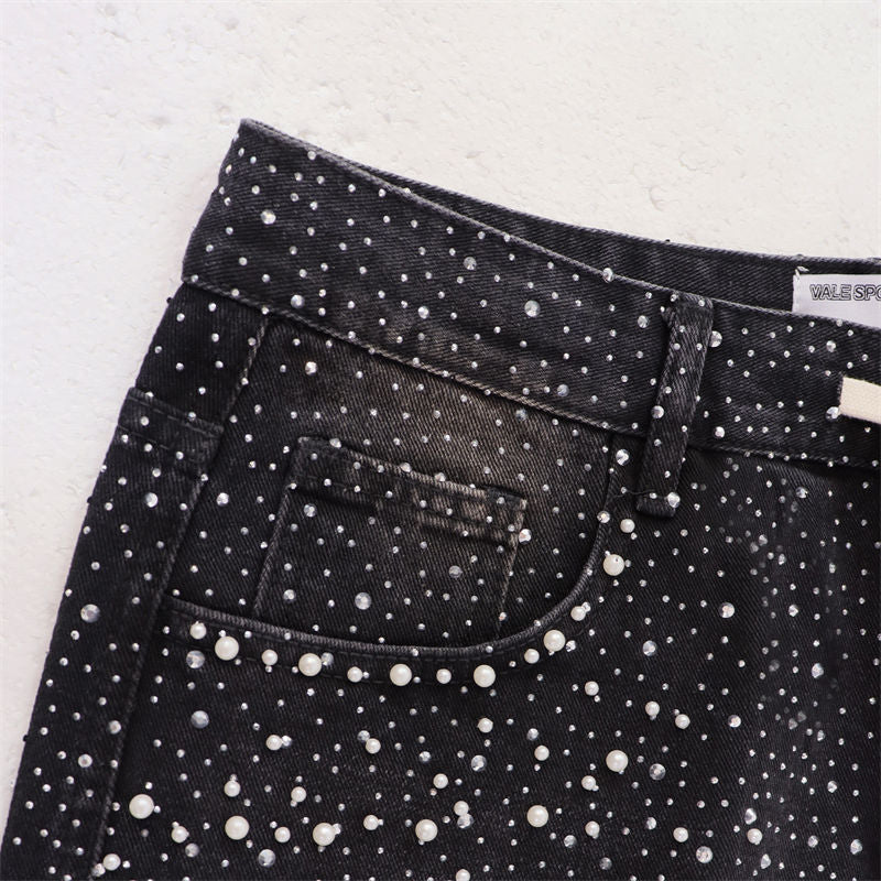 VALLEY Rhinestone Denim Shorts #8703