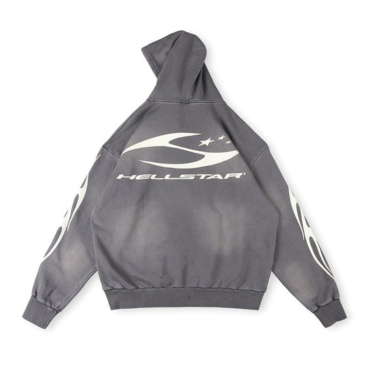 Hellstar Studded Flame Zip-Up Hoodie