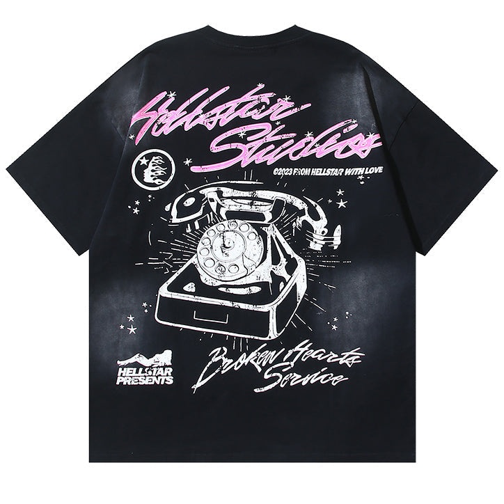 HELLSTAR Girls' Telephone Print T-shirt