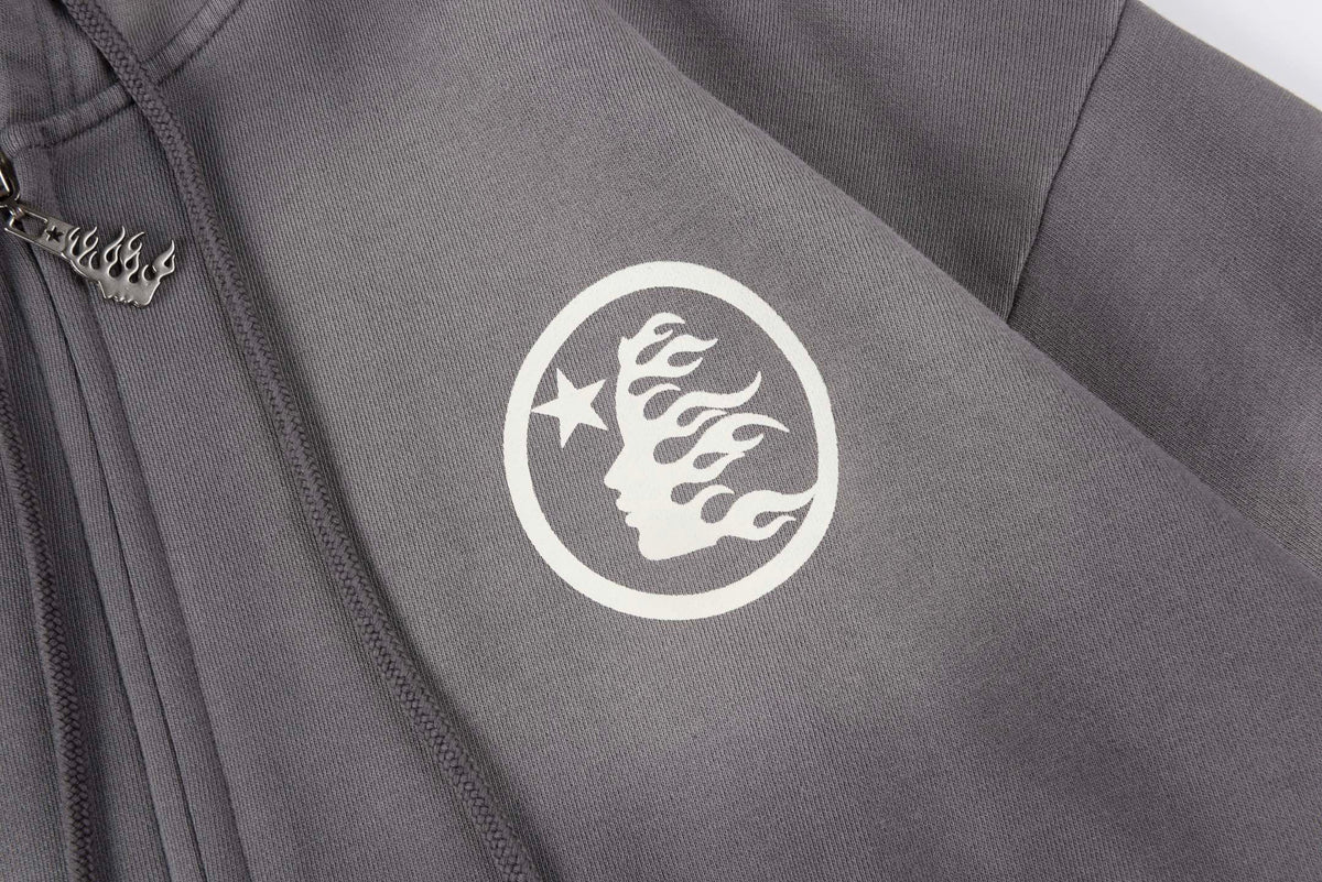 Hellstar HS Logo Zip Up Hoodie Black
