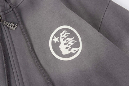 Hellstar HS Logo Zip Up Hoodie Black