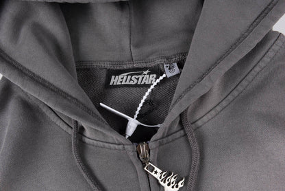 Hellstar HS Logo Zip Up Hoodie Grey