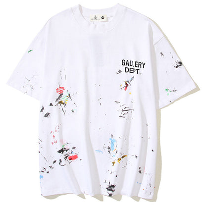 GALLERY DEPT. Paint-Splattered Logo-Print Cotton-Jersey T-Shirt