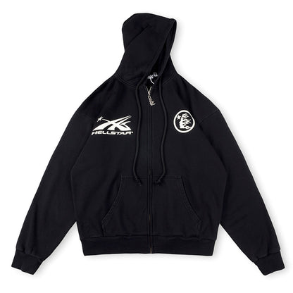 Hellstar HS Logo Zip Up Hoodie Black