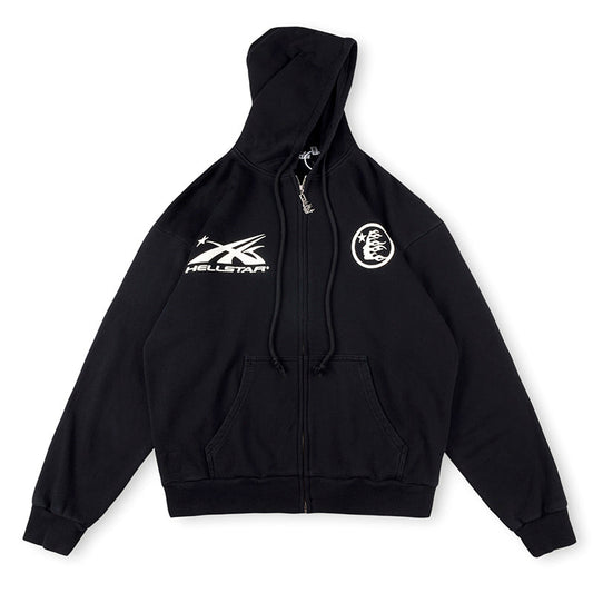 Hellstar HS Logo Zip Up Hoodie Black
