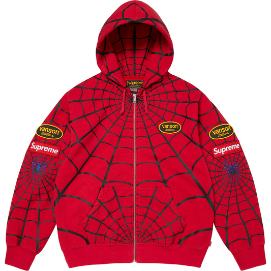 Supreme Vs Leathers Spider-Man Zip Up Hooded Sweatshirt