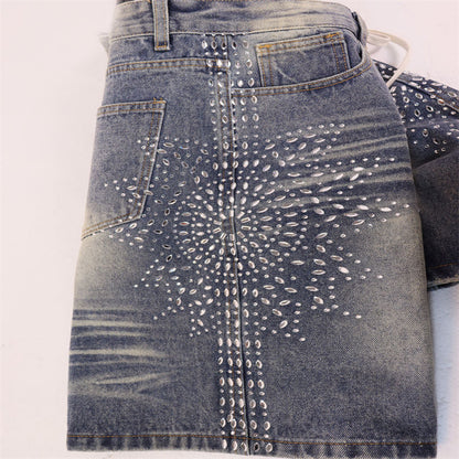 VALLEY Rhinestone Denim Shorts #8692