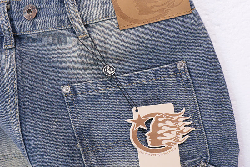 Hellstar Diamond Embellished Denim Shorts