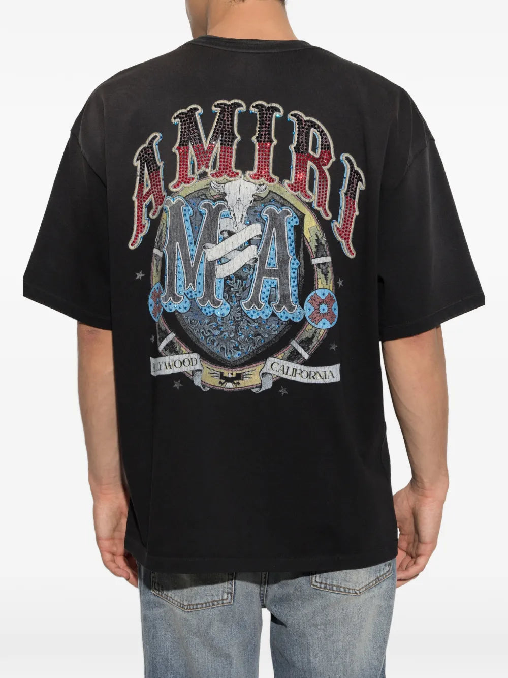 AMIRI crystal-embellished logo-print T-shirt