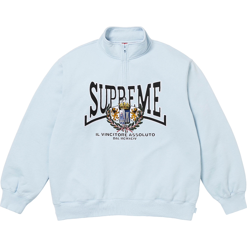 Supreme Crest Applique Half Zip Sweatshirts