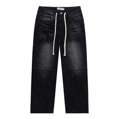 VALLEY Embroidered Letter Jeans #8261