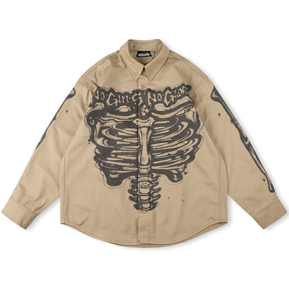 Hellstar Skull Print Shirt Jacket