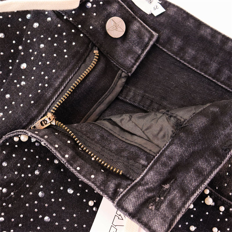 VALLEY Rhinestone Denim Shorts #8703
