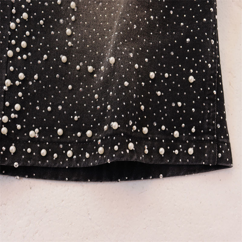VALLEY Rhinestone Denim Shorts #8703