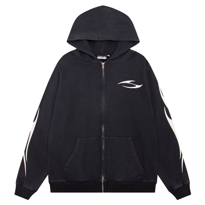 Hellstar Flame Printed Zip Hoodie