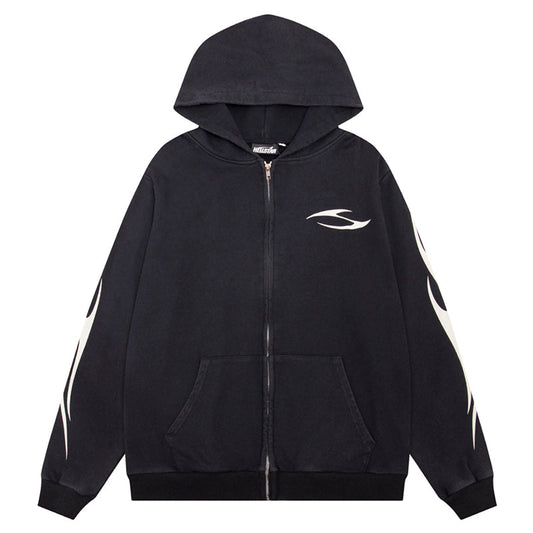Hellstar Flame Printed Zip Hoodie