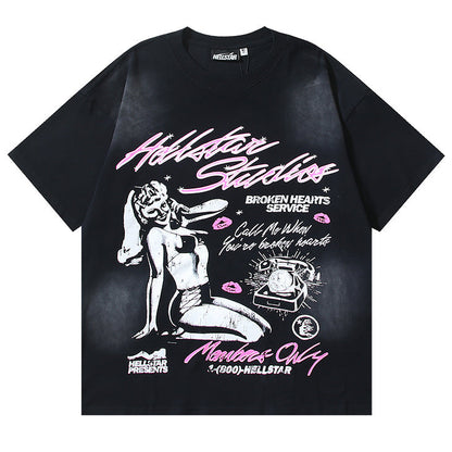 HELLSTAR Girls' Telephone Print T-shirt