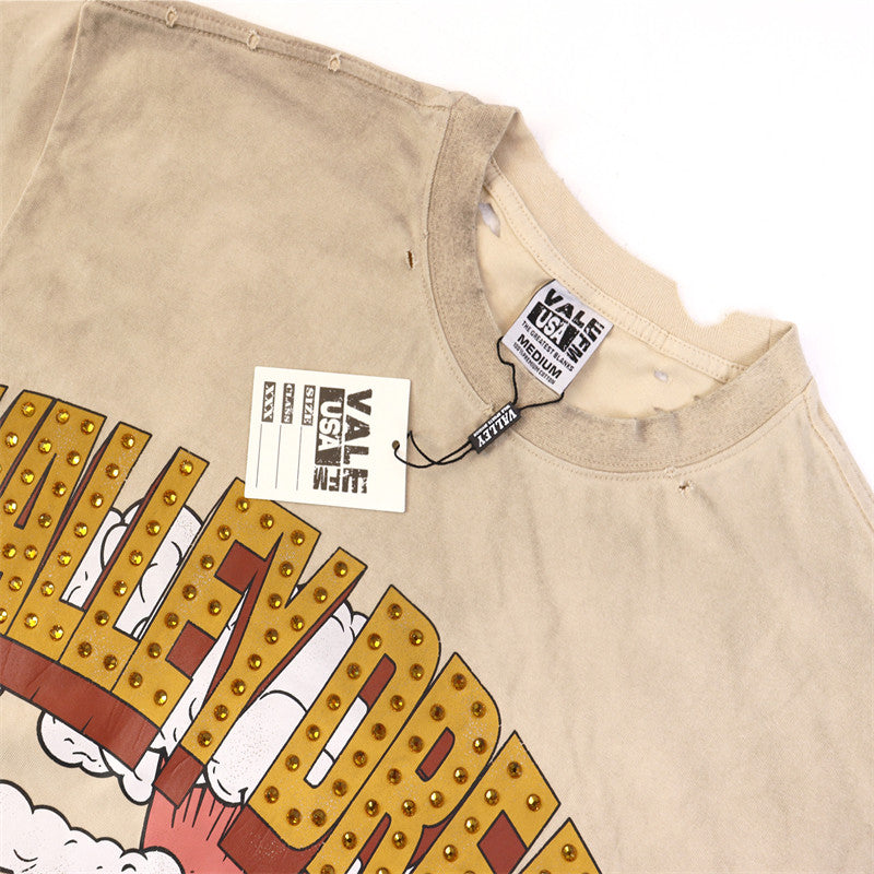 Letter Print Distressed T-shirt