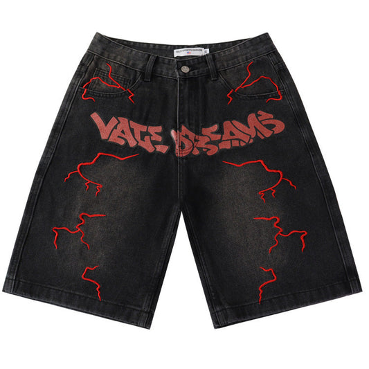 Letter Patterns Denim Shorts #8683