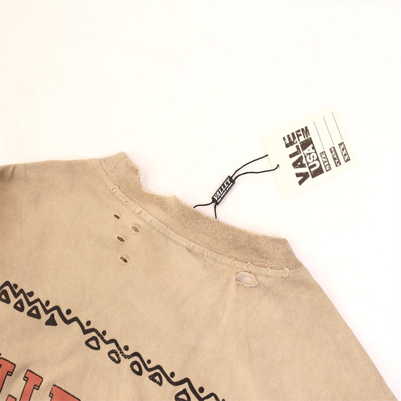 Letter Print Distressed T-shirt